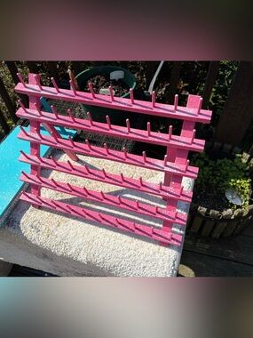 Pink w/white splash-Earring/Charm Display Rack-handcrafted NEW!